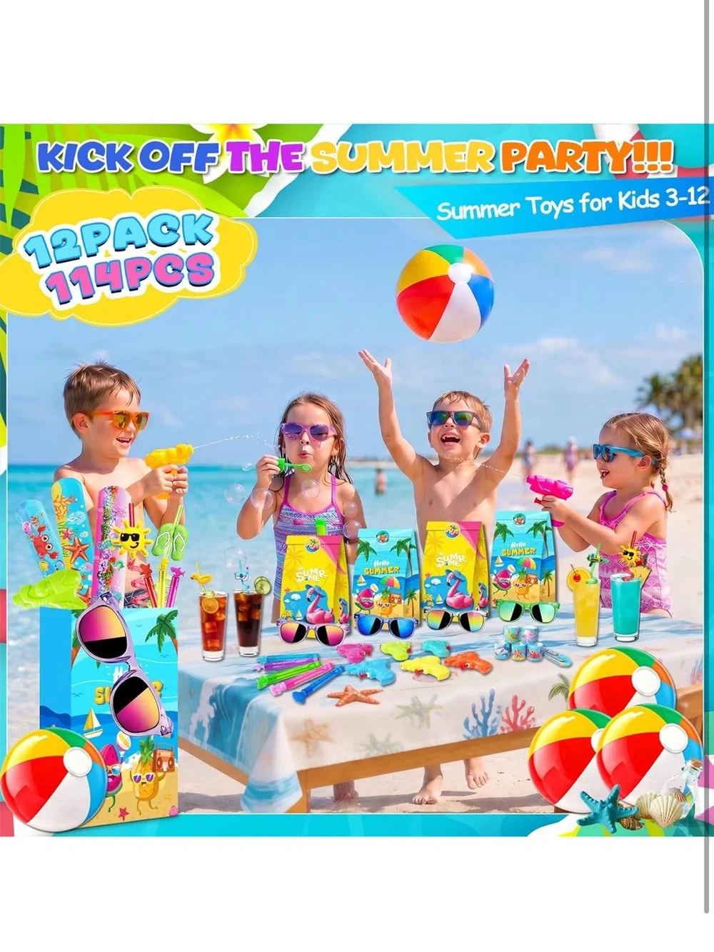 114 pcs pool party favors includes pool toys for kids summer beach party